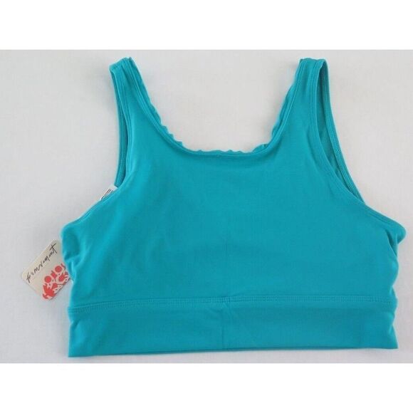 Free People Movement Women's Sz M Wavy Waters Blue Hearts A Flutter Sports Bra - Picture 2 of 7